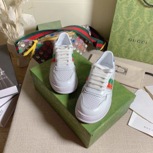 Gucci White Leather Sneakers with Colorful Logo Detail