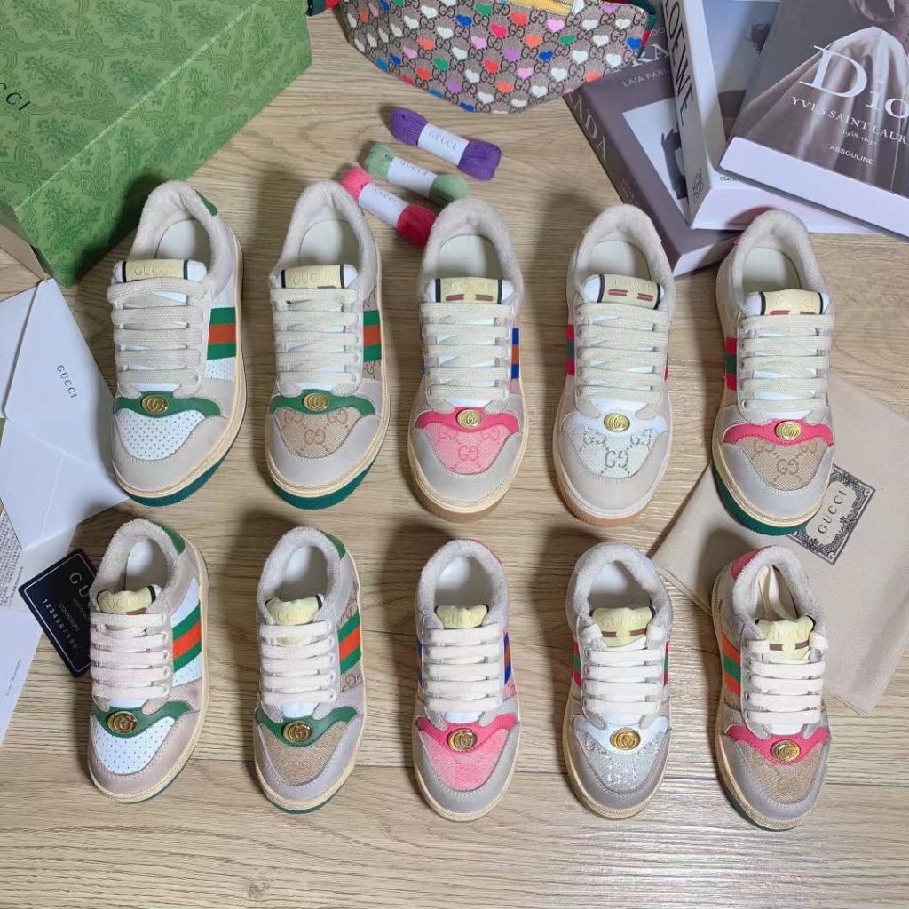 Gucci Kids’ Colorful Sneakers, Canvas & Leather, Size