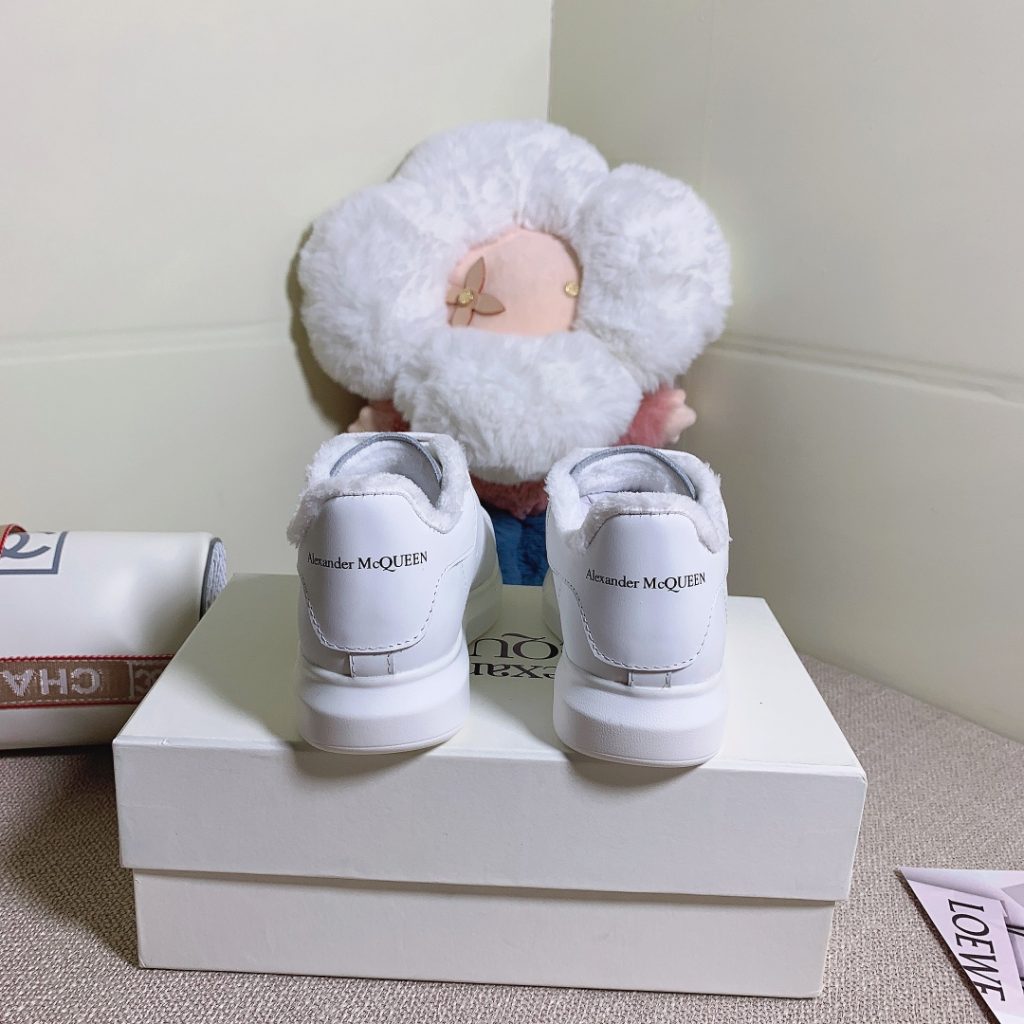 Alexander McQueen White Fur Lined Sneakers for Kids