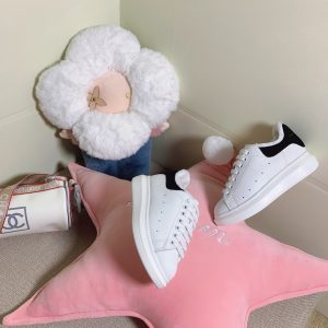Alexander McQueen White and Black Sneakers with Pom Pom Deta