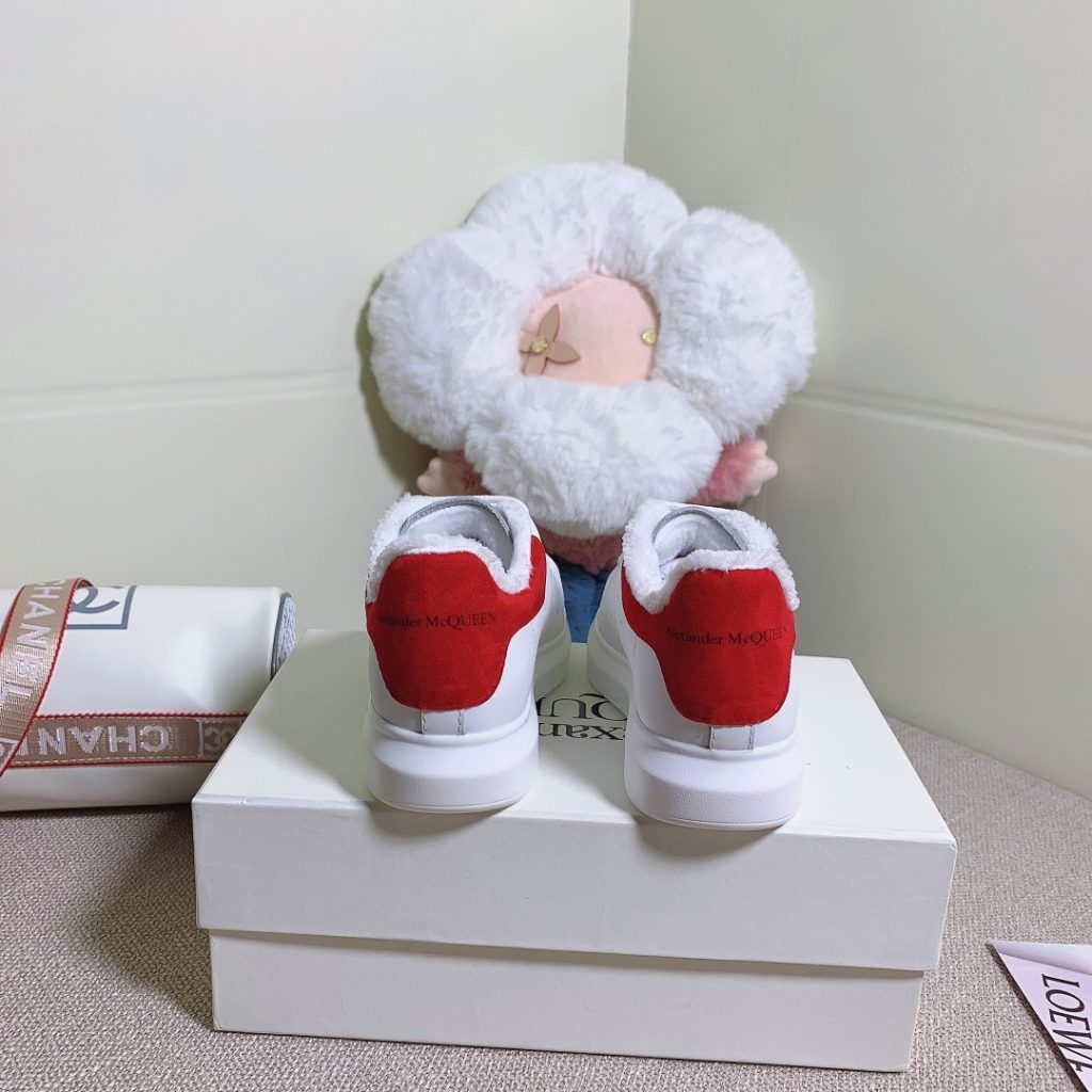 Alexander McQueen White and Red Suede Sneakers for Women