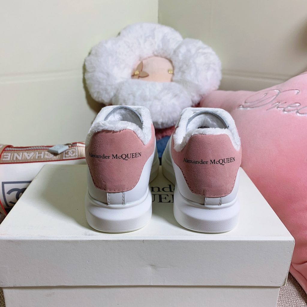 Alexander McQueen Women’s Pink & White Leather Sneakers with