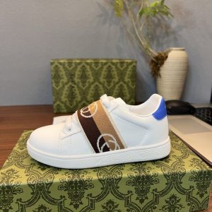 White Leather Sneakers with Brown Stripe Detail