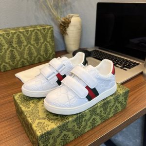 Gucci Inspired Kids' Velcro Sneakers White, Eco Friendly M