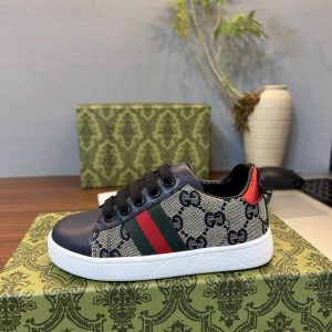 Gucci GG Pattern Sneakers in Navy and Red, Premium Canvas Ca