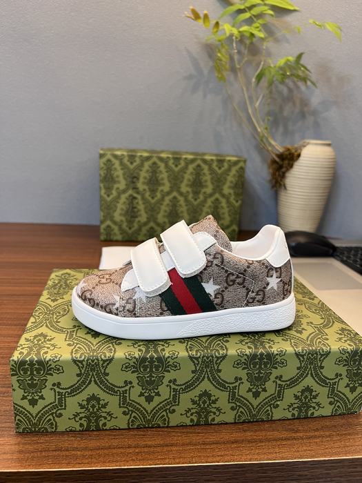 Gucci Kids’ Monogram Velcro Sneakers Brown White