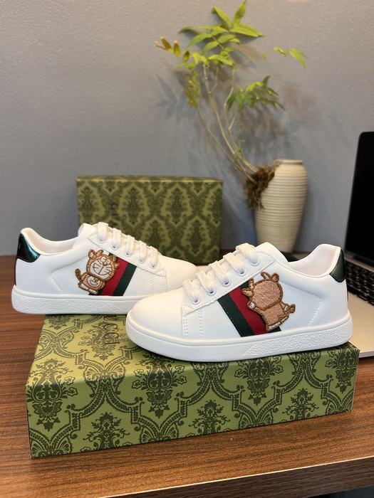 White Cartoon Embroidered Sneakers for Kids Casual Athleti