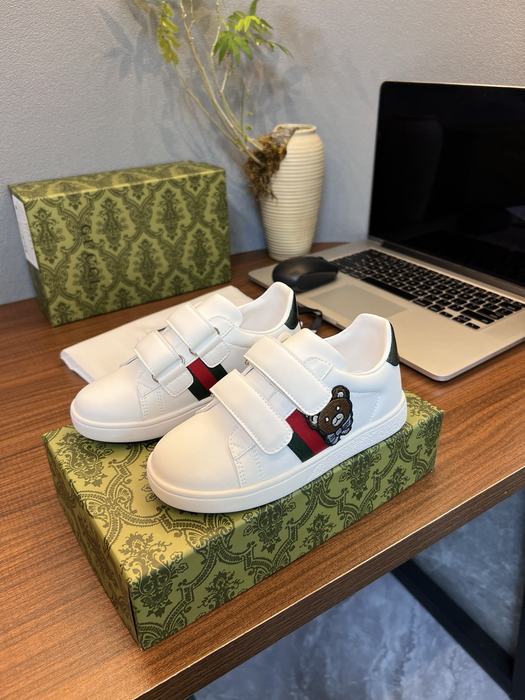 Gucci White Velcro Sneakers with Bear Graphic, Kids’ Fashion