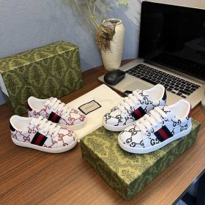 Gucci Kids' Canvas Sneakers, White Red Blue, Stylish Casual