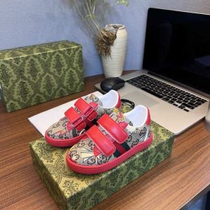 Gucci Kids' Red Graphic Sneakers with Velcro Closure