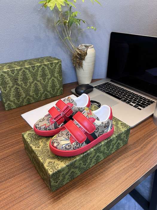 Gucci Kids’ Red Graphic Sneakers with Velcro Closure