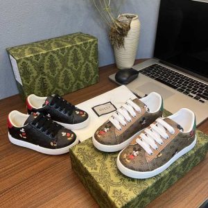 Gucci Kids' Canvas Sneakers, Brown Floral, Stylish & Fun Des
