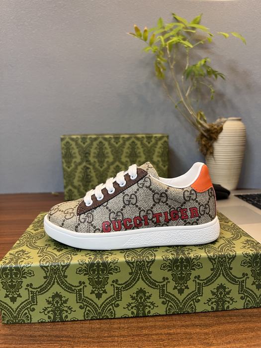 Gucci Tiger Monogram Canvas Sneakers in Brown and Orange
