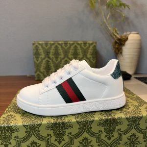 White High Top Sneakers with Green and Red Stripes Fashion