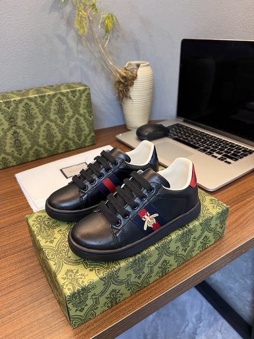 Gucci Black Leather Sneakers with Bee Emblem for Kids