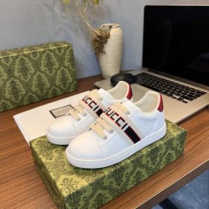Gucci Kids' White and Red Sneakers Stylish Leather Casual