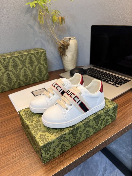 Gucci Kids’ White and Red Sneakers Stylish Leather Casual