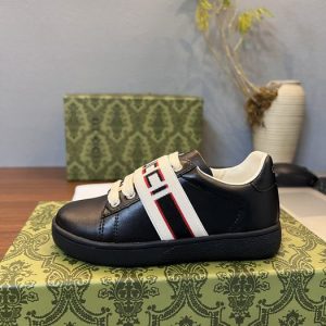 Men's Black Leather Sneakers with Stripes Casual Style