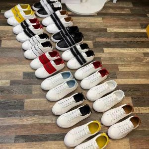 Trendy White Sneakers with Color Accents, Stylish Casual Foo