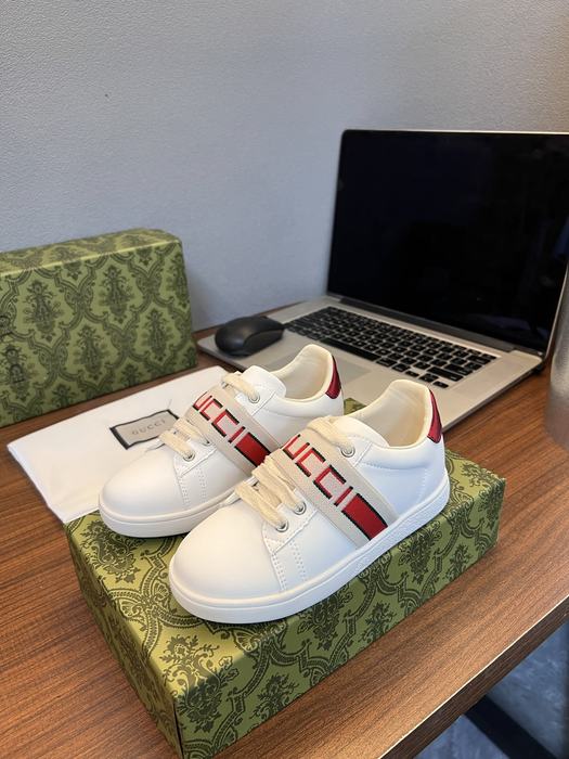Gucci White Leather Sneakers with Red Stripe for Men