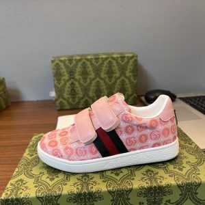 Pink Patterned Sneakers with Velcro Straps for Kids Stylis