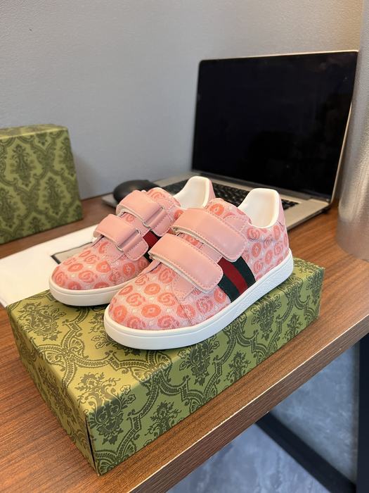 Gucci Pink Monogram Sneakers with Velcro Straps for Kids