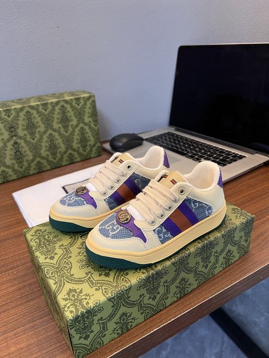 Gucci Kids’ Casual Sneakers, Cream Purple Blue Denim, Trendy
