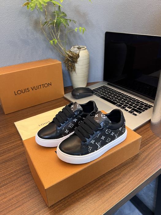 Louis Vuitton Black Leather Sneakers with Signature Monogram