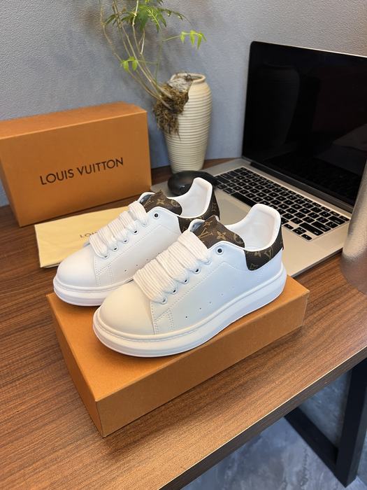 Louis Vuitton White Leather Sneakers with Monogram Backing