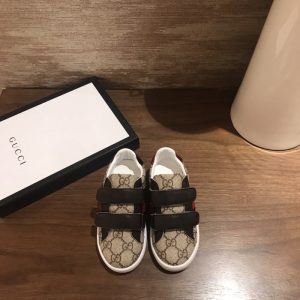 Gucci Kids' Brown Monogram Velcro Sneakers