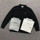 Lacoste long sleeve polo shirt Black Grey White clothing