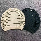Lacoste striped crew neck sweater Beige Green, Dark Green Blue clothing Size Min