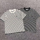 Lacoste striped t shirt White Black, Black White clothing Size Min