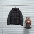 Yupoo Canada Goose puffer black hooded Canada Goose down jacket knit black pompom beanie Black 002