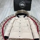 Yupoo Canada Goose puffer white fur hood Canada Goose down jacket puffer white fur hood Beige 004