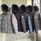 Yupoo Canada Goose winter black hooded cap Canada Goose down jacket beanie black pompom Grey 006