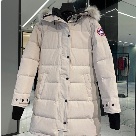 Yupoo Canada Goose fur trim beige puffer hood Canada Goose down jacket puffer white fur hood Beige 016