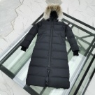 Yupoo Canada Goose fur trim black long puffer hat Canada Goose down jacket long black fur hood Black 033