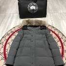 Yupoo Canada Goose fur trim black puffer Canada Goose down jacket puffer black fur hood Grey 001