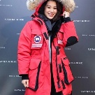 Yupoo Canada Goose fur trim black winter hat Canada Goose down jacket parka red fur hood Red 001