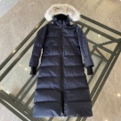 Yupoo Canada Goose long black hooded furtrim coat Canada Goose down jacket long black fur hood coat Navy