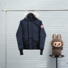 Yupoo Canada Goose puff black fur hood Canada Goose down jacket beanie black pompom Navy 002