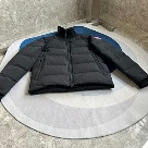 Yupoo Canada Goose puffer black blue sleeves Canada Goose down jacket puffer black blue striped Black 019