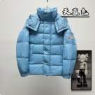 clothing Moncler 70th Anniversary Double Logo Hooded Down Jacket Blue