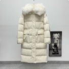 clothing Moncler down coat with fur collar White