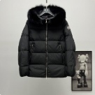clothing Moncler A line short down jacket with large fur collar Black