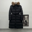 clothing Moncler long padded coat with fur collar Black