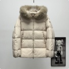 clothing Moncler puffer jacket with fur hood Beige