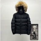 clothing Moncler puffer jacket with fur hood Black