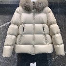 clothing Moncler puffer jacket with fur hood Beige 002
